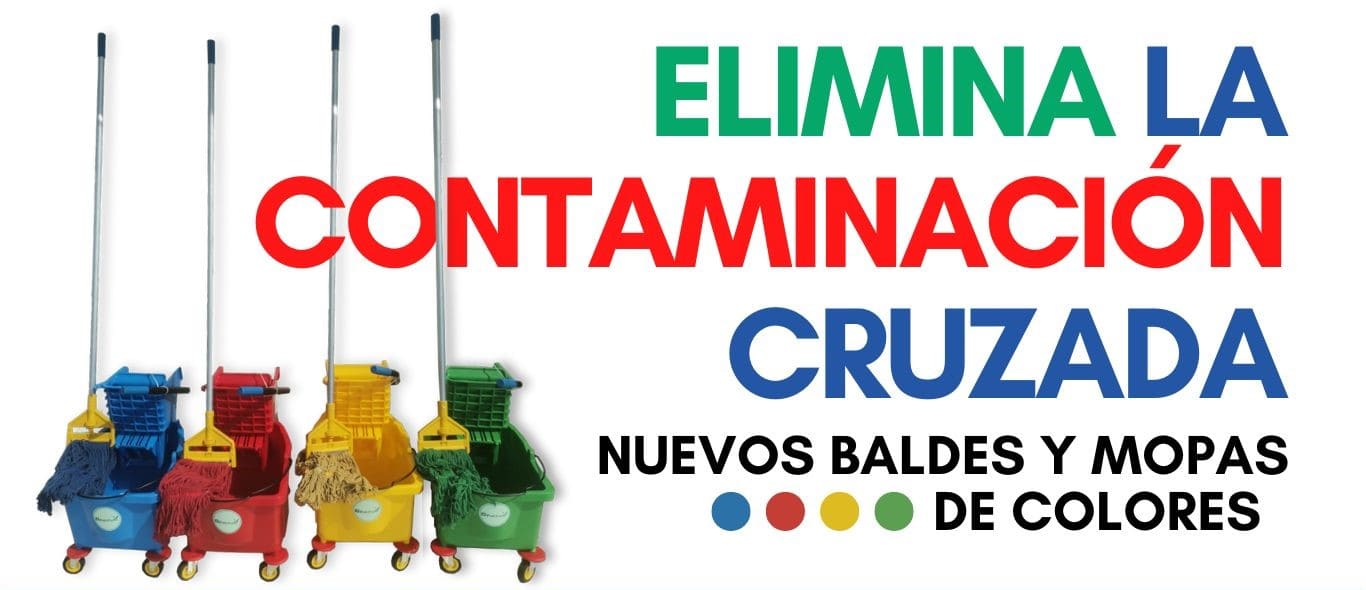 Mopas y baldes de colores